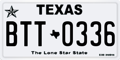 TX license plate BTT0336