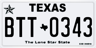 TX license plate BTT0343