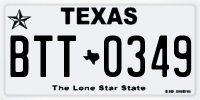 TX license plate BTT0349