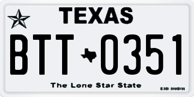 TX license plate BTT0351
