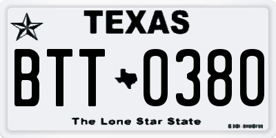 TX license plate BTT0380
