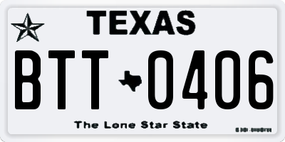 TX license plate BTT0406