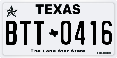 TX license plate BTT0416