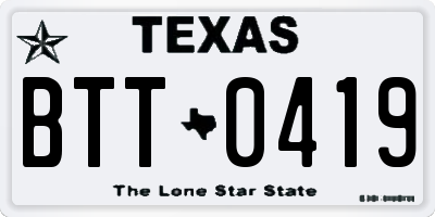 TX license plate BTT0419