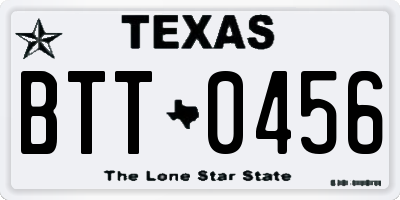 TX license plate BTT0456