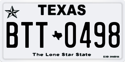 TX license plate BTT0498