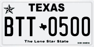 TX license plate BTT0500