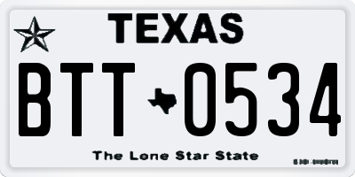 TX license plate BTT0534