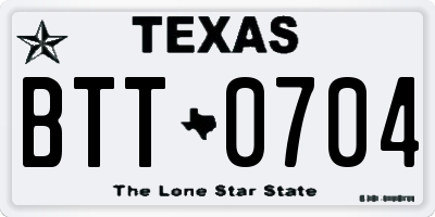 TX license plate BTT0704