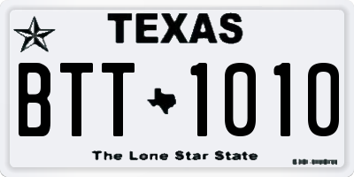 TX license plate BTT1010