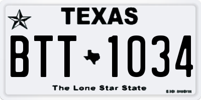 TX license plate BTT1034
