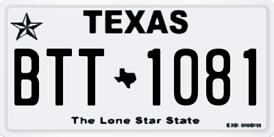 TX license plate BTT1081