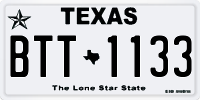 TX license plate BTT1133