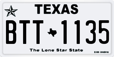 TX license plate BTT1135