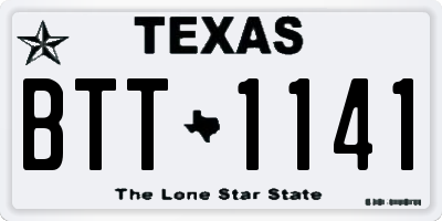 TX license plate BTT1141