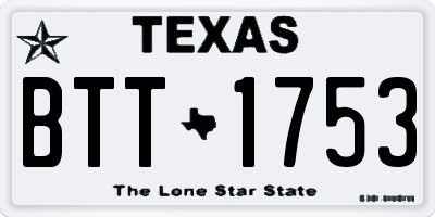 TX license plate BTT1753