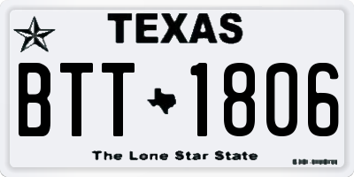 TX license plate BTT1806