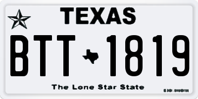 TX license plate BTT1819