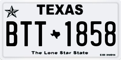 TX license plate BTT1858