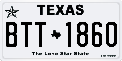 TX license plate BTT1860