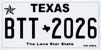 TX license plate BTT2026