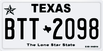 TX license plate BTT2098