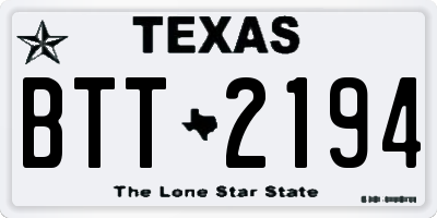 TX license plate BTT2194