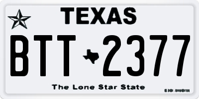 TX license plate BTT2377