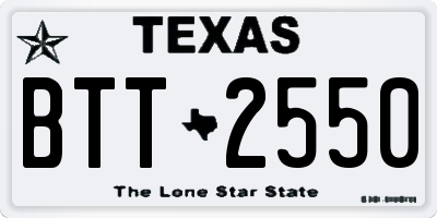 TX license plate BTT2550
