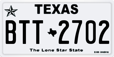 TX license plate BTT2702