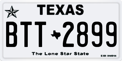 TX license plate BTT2899