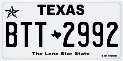 TX license plate BTT2992