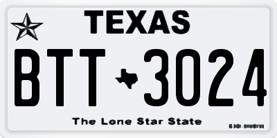 TX license plate BTT3024