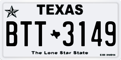 TX license plate BTT3149