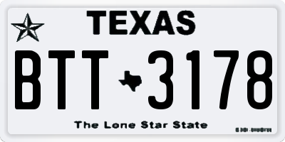 TX license plate BTT3178