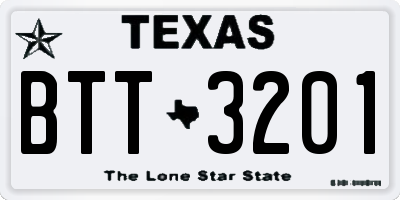 TX license plate BTT3201
