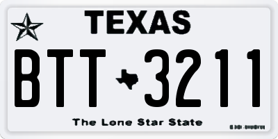 TX license plate BTT3211