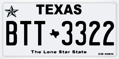 TX license plate BTT3322