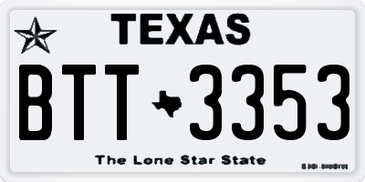 TX license plate BTT3353