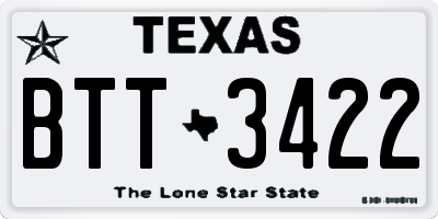 TX license plate BTT3422