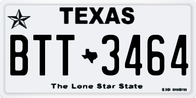 TX license plate BTT3464