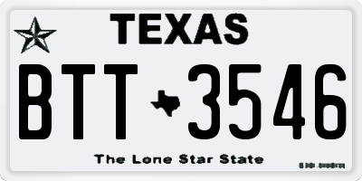 TX license plate BTT3546