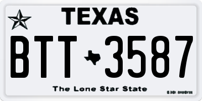 TX license plate BTT3587