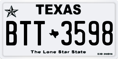 TX license plate BTT3598