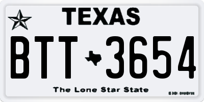 TX license plate BTT3654