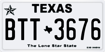 TX license plate BTT3676