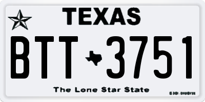 TX license plate BTT3751