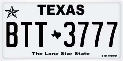 TX license plate BTT3777