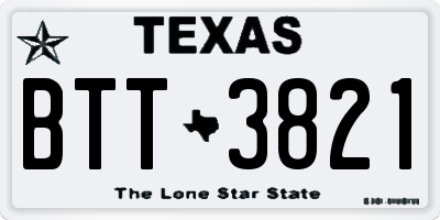 TX license plate BTT3821