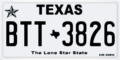 TX license plate BTT3826